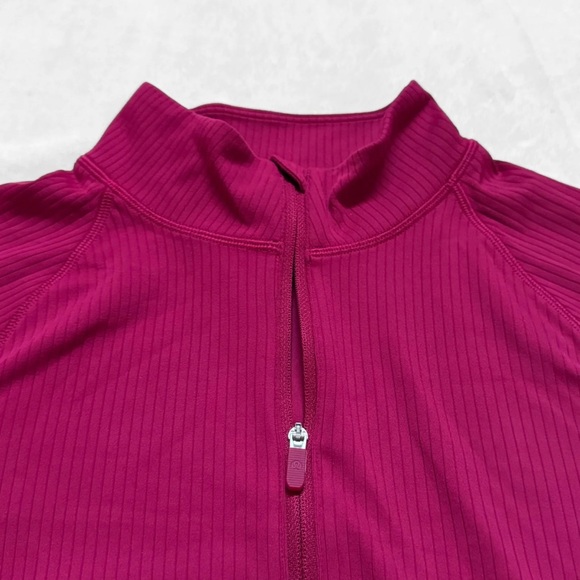 NWT Lululemon It’s Rulu™ Ribbed Cropped Half Zip – Magenta Smoke – Size L - Picture 5 of 11